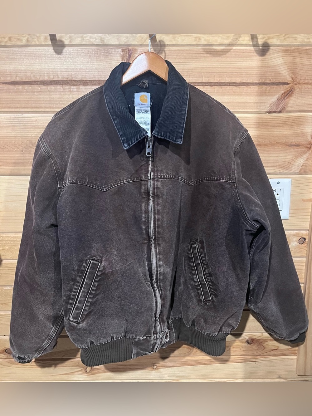 Vintage Carhartt Santa Fe Quilted Canvas Jacket Men's 2XL - J14 DKB Brown worn